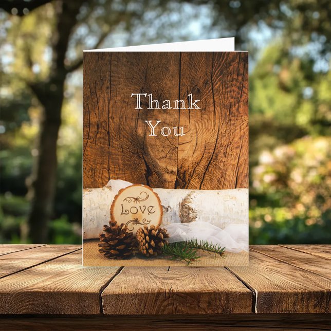 Rustic Birch Tree and Barn Wood Wedding Thank You (Creator Uploaded)
