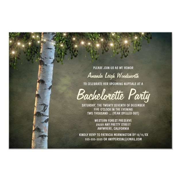 Rustic Birch Tree Bachelorette Party Invitations