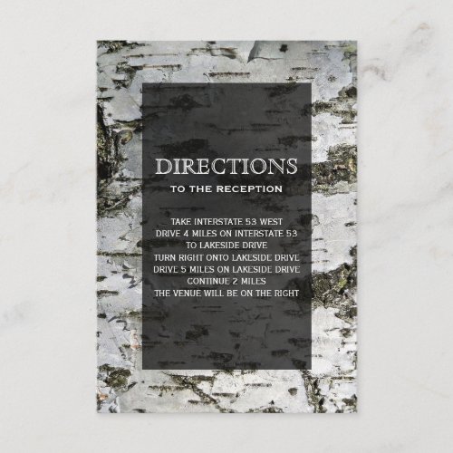 Rustic Birch Tree Bark Modern Wedding Directions Enclosure Card