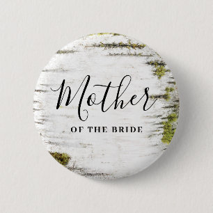 Rustic Birch Tree Bark Wedding Button