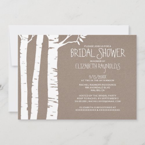 Rustic Birch Tree Bridal Shower Invitations