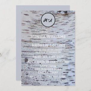Rustic Birch Tree Country Elegant Bark Wedding Invitation