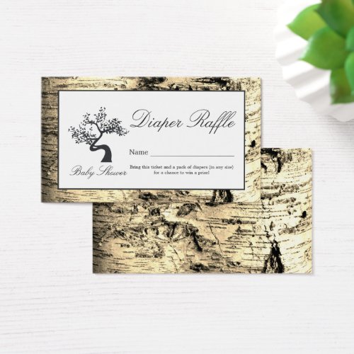 Rustic Birch Tree Diaper Raffle Ticket