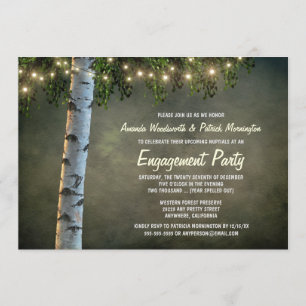 Rustic Birch Tree Engagement Party Invitations