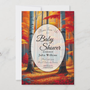  Rustic Birch Tree Fall Forest Baby Shower Invitation