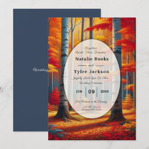 Rustic Birch Tree Fall Wedding Invitation