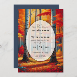 Rustic Birch Tree Fall Wedding Invitation