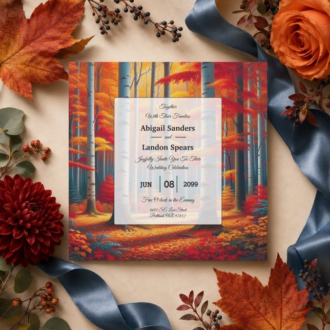 Rustic Birch Tree Fall Wedding Invitation (Creator Uploaded)