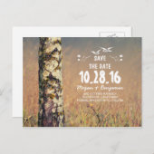 Rustic birch tree heart country save the date announcement postcard (Front/Back)