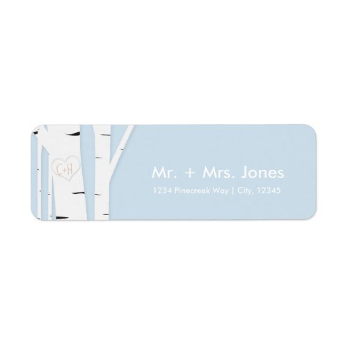 Rustic Birch Tree Heart Icy Blue Address Labels