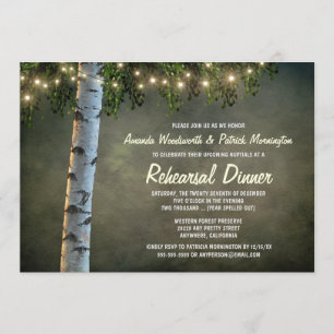 Rustic Birch Tree Rehearsal Dinner Invitations