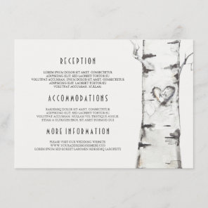 Rustic Birch Tree Watercolor Wedding Information Enclosure Card