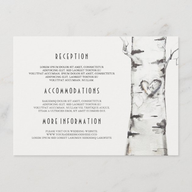 Rustic Birch Tree Watercolor Wedding Information Enclosure Card