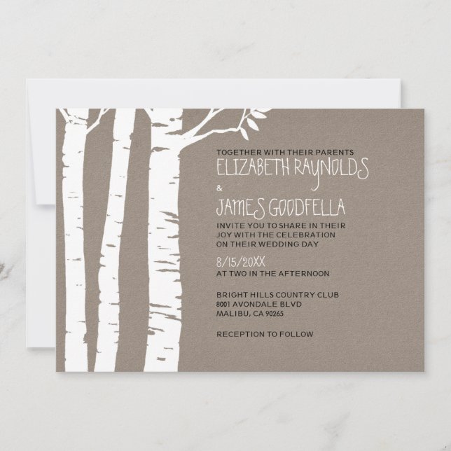 Rustic Birch Tree Wedding Invitations (Front)