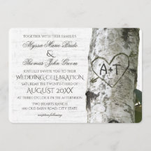 Rustic Birch Tree Wedding with Carved Heart