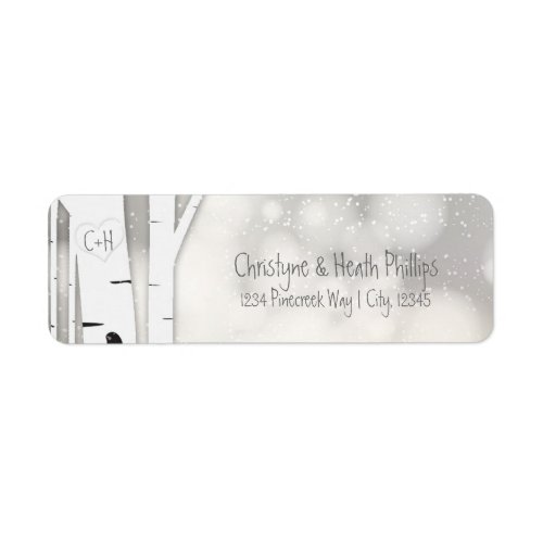 Rustic Birch Tree Winter Snowy Address Labels