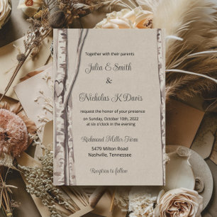 Rustic Birch Tree Woodland Wedding Invitation