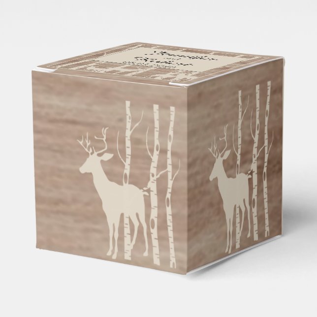 Rustic Birch Trees and Deer Wedding Favor Box (Front Side)