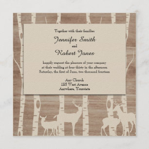 Rustic Birch Trees and Deer Wedding Invitation