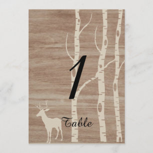 Rustic Birch Trees and Deer Wedding Table Number