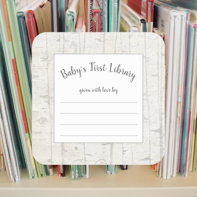 Rustic birch wood baby shower book plate bookplate (Creator Uploaded)