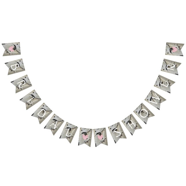 Rustic Birch Wood Bridal Shower Decor Banner (All)