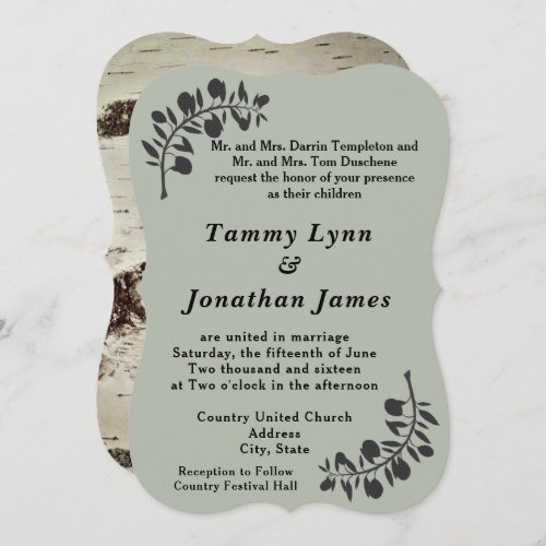 Rustic Birch Wood Country Wedding Invitations