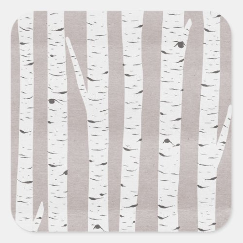 Rustic Birch Wood Trees  Branches Natural Modern Square Sticker