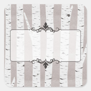 Rustic Birch Wood Trees & Branches Natural Modern Square Sticker