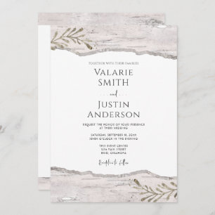 Rustic Birch Wood Wedding All in One Invitation