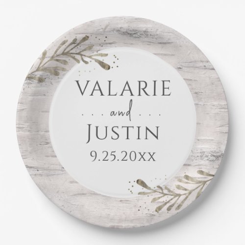 Rustic Birch Wood Wedding Paper Plates