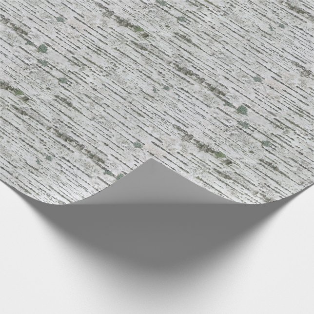 Rustic Birch Wood White Gray Texture Wrapping Paper (Corner)