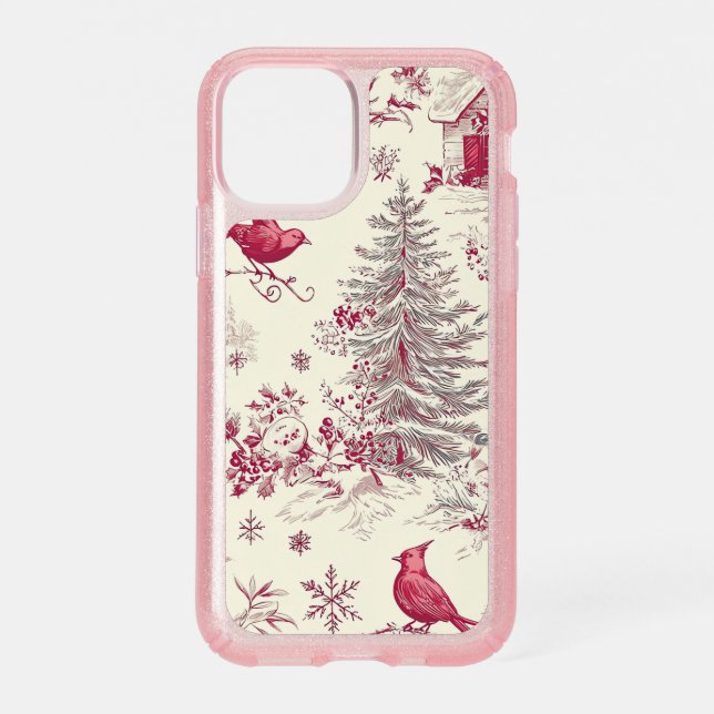 Rustic Bird and Poinsettia Christmas Pattern (17) Speck iPhone 11 Pro Case (Front)