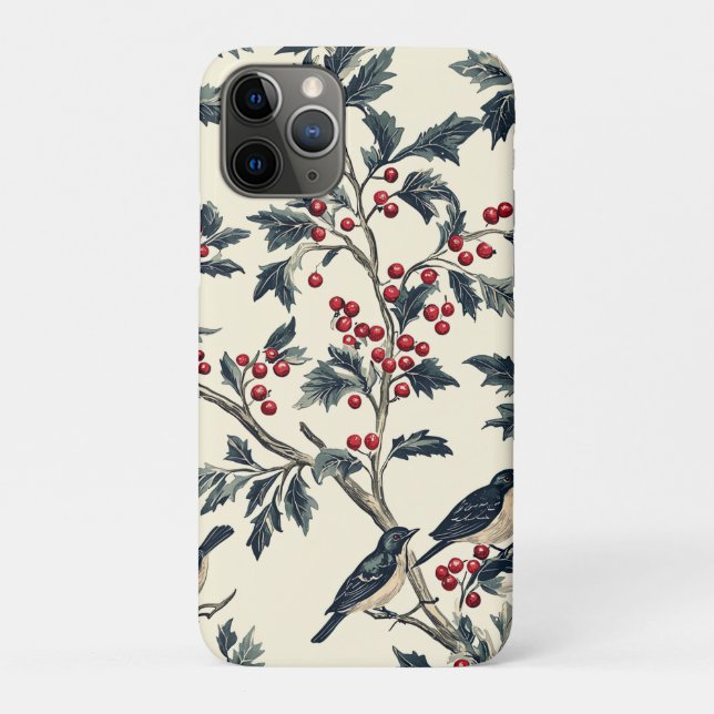 Rustic Bird and Poinsettia Christmas Pattern (18) Case-Mate iPhone Case (Back)