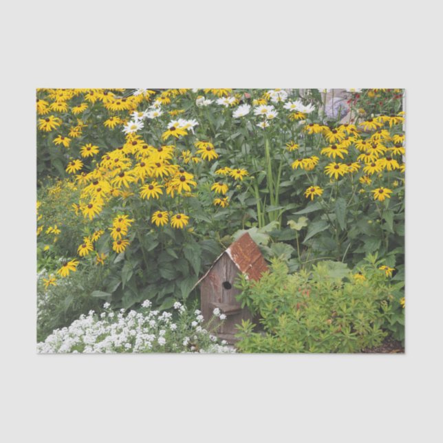 Rustic Bird House Floral Photo Tissue Paper (Front)