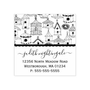 Rustic Bird Houses Create Your Own Return Address Rubber Stamp