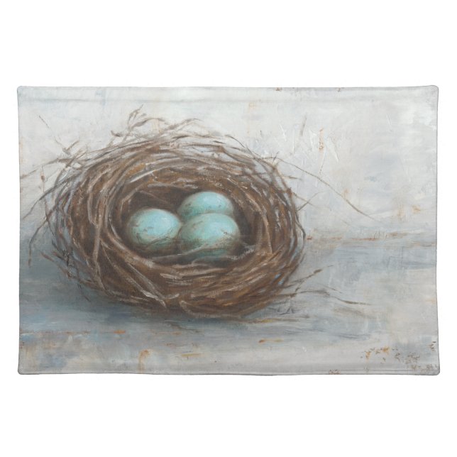 Rustic Bird Nest - Blue Cloth Placemat (Front)