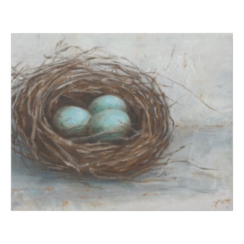 Rustic Bird Nest _ Blue Faux Canvas Print