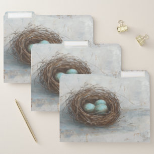 Rustic Bird Nest - Blue File Folder