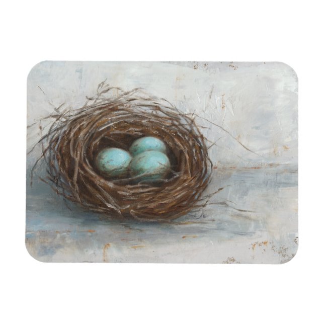 Rustic Bird Nest - Blue Magnet (Horizontal)