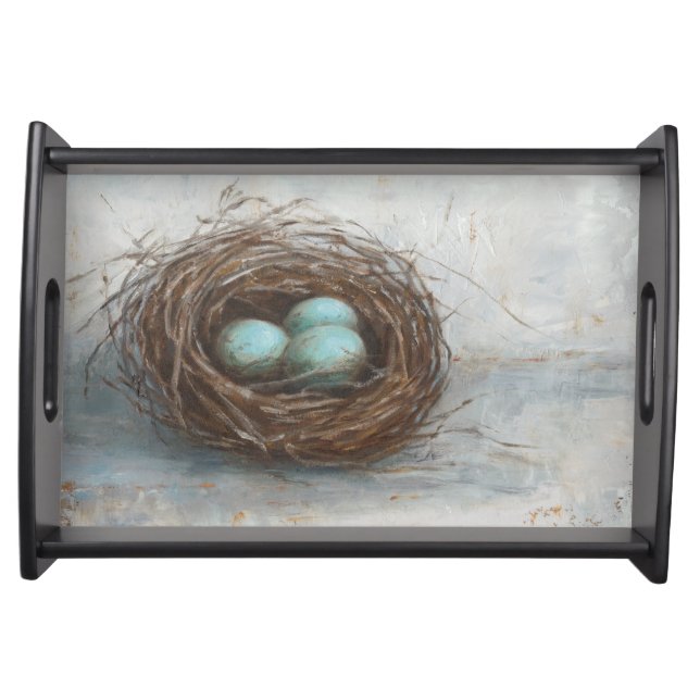 Rustic Bird Nest - Blue Serving Tray (Front)