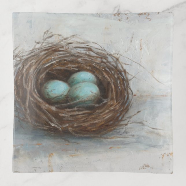Rustic Bird Nest - Blue Trinket Tray (Front)