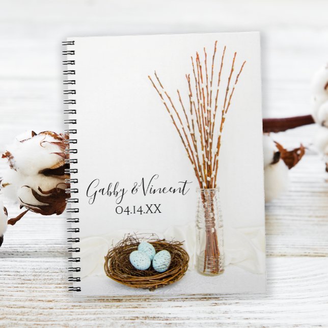 Rustic Bird Nest Eggs and Pussy Willows Wedding Notebook (Creator Uploaded)