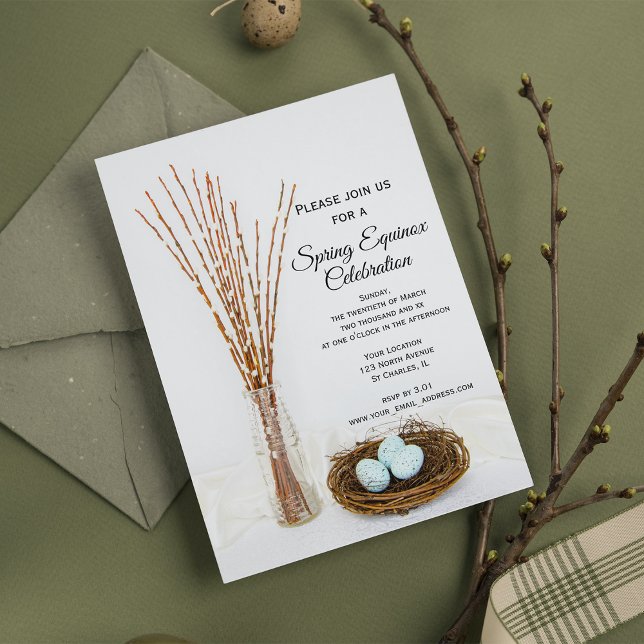 Rustic Bird Nest Eggs Spring Equinox Celebration Invitation (Creator Uploaded)
