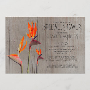 Rustic Bird of Paradise Bridal Shower Invitations