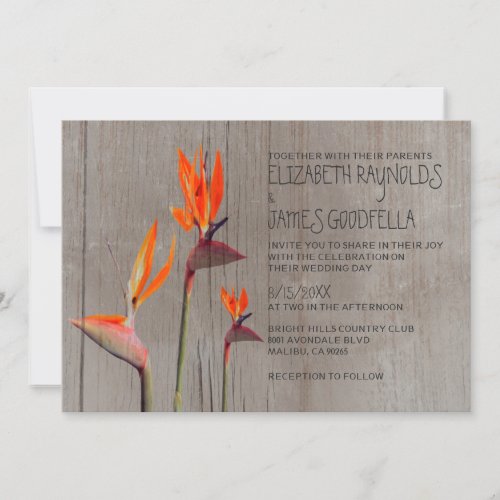 Rustic Bird of Paradise Wedding Invitations