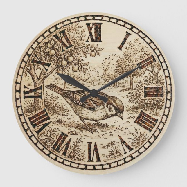 Rustic Bird Wall Clock  (Front)