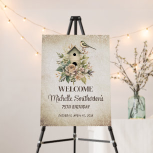 Rustic Birdhouse Bird 75th Birthday Welcome  Foam Board