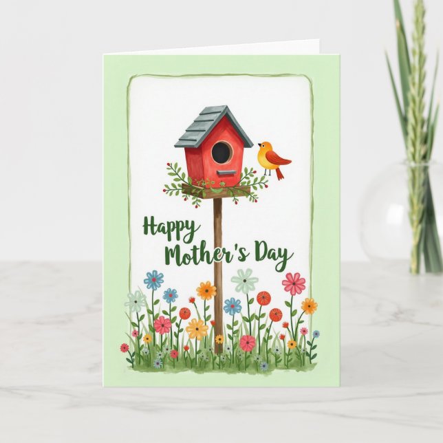 Rustic Birdhouse Mothers Day Card (Front)