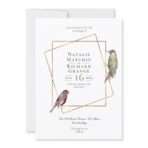 Rustic birds botanical vintage invitation